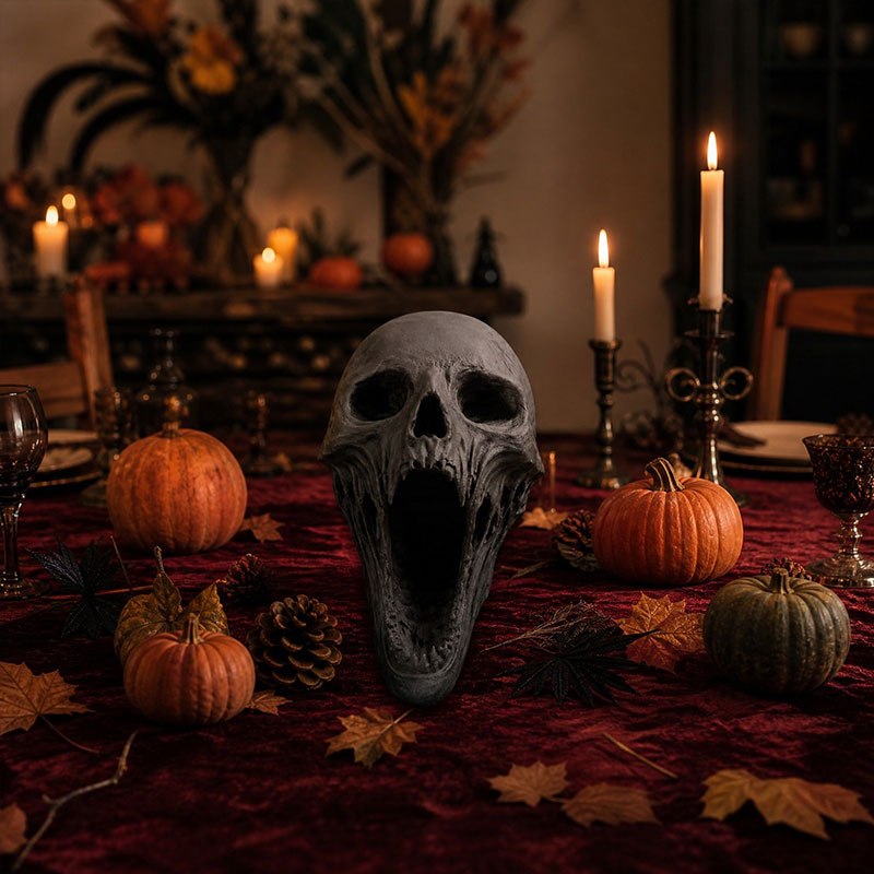 Gothic Demon Skull Sculpture | Halloween Horror Decor