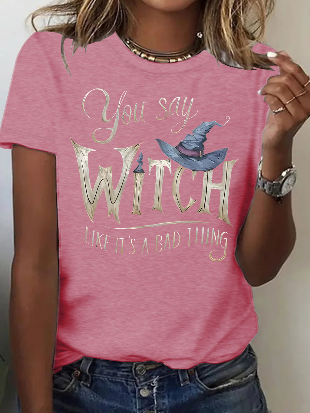 Printed short sleeved witch Halloween