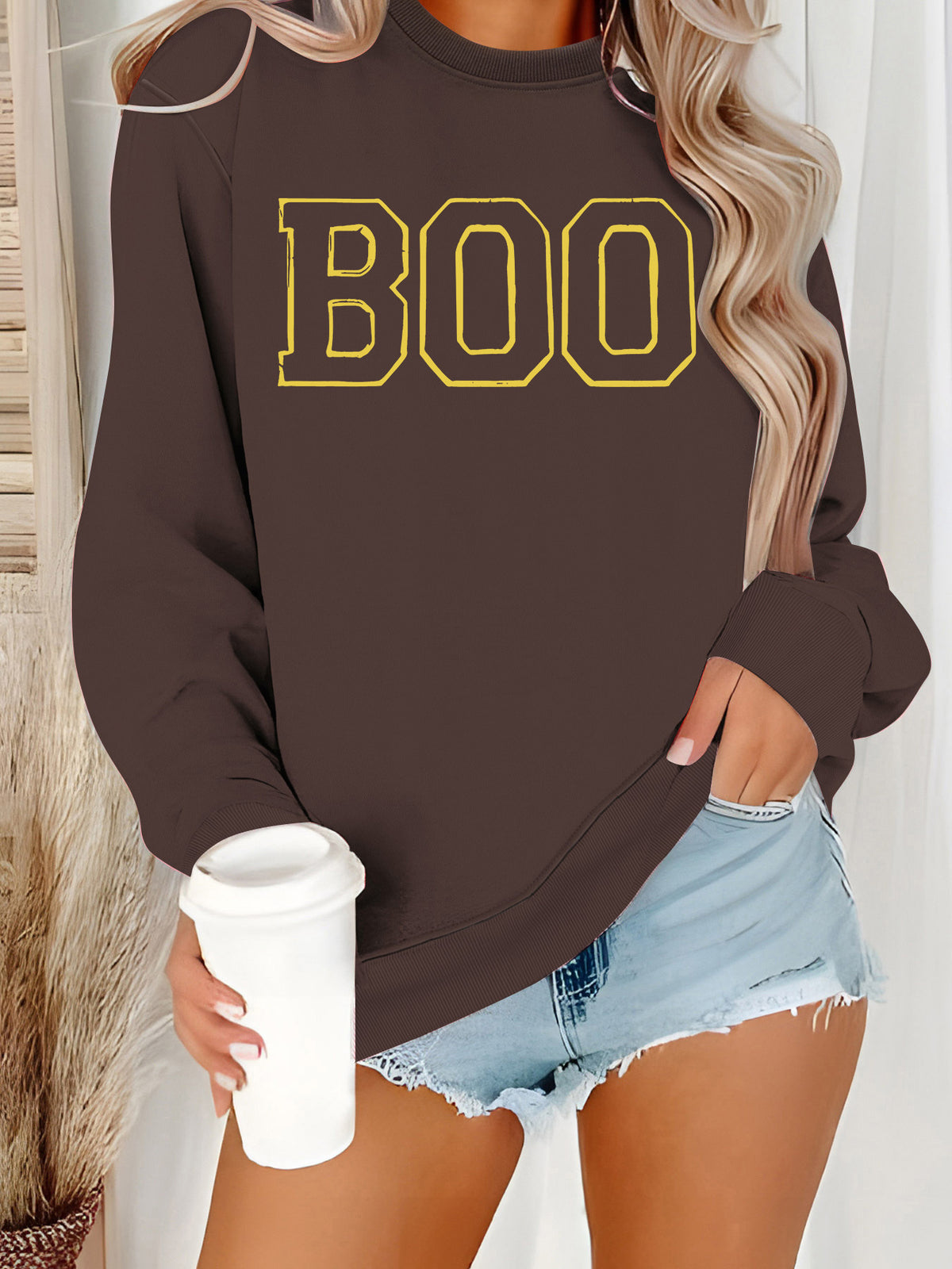 Round neck sweatshirt women Halloween horror elements