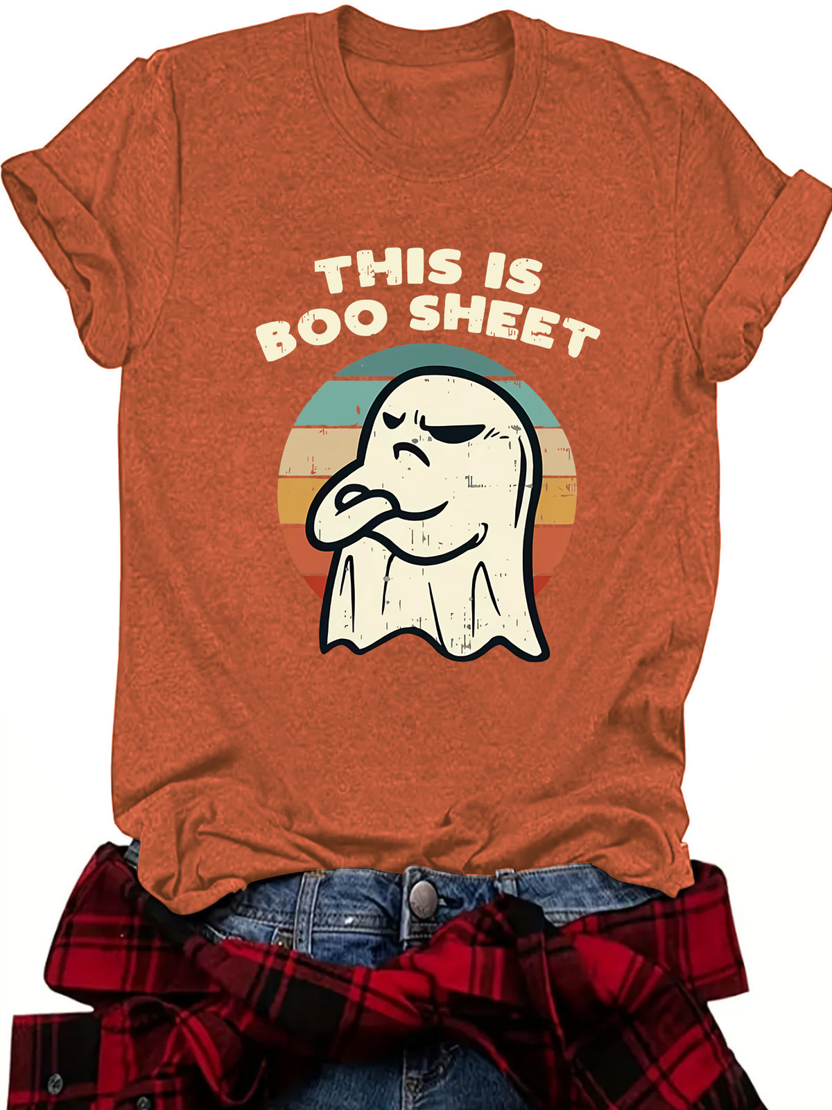 Halloween pattern round neck short sleeved shirt