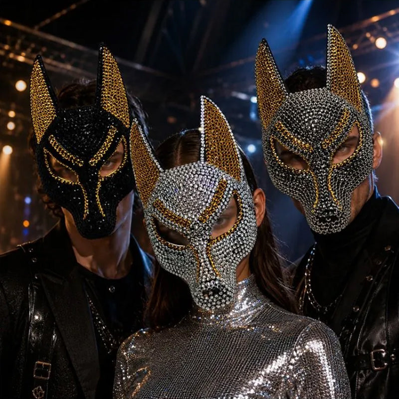 Rhinestone Anubis Mask | Egyptian God Halloween & Masquerade Costume