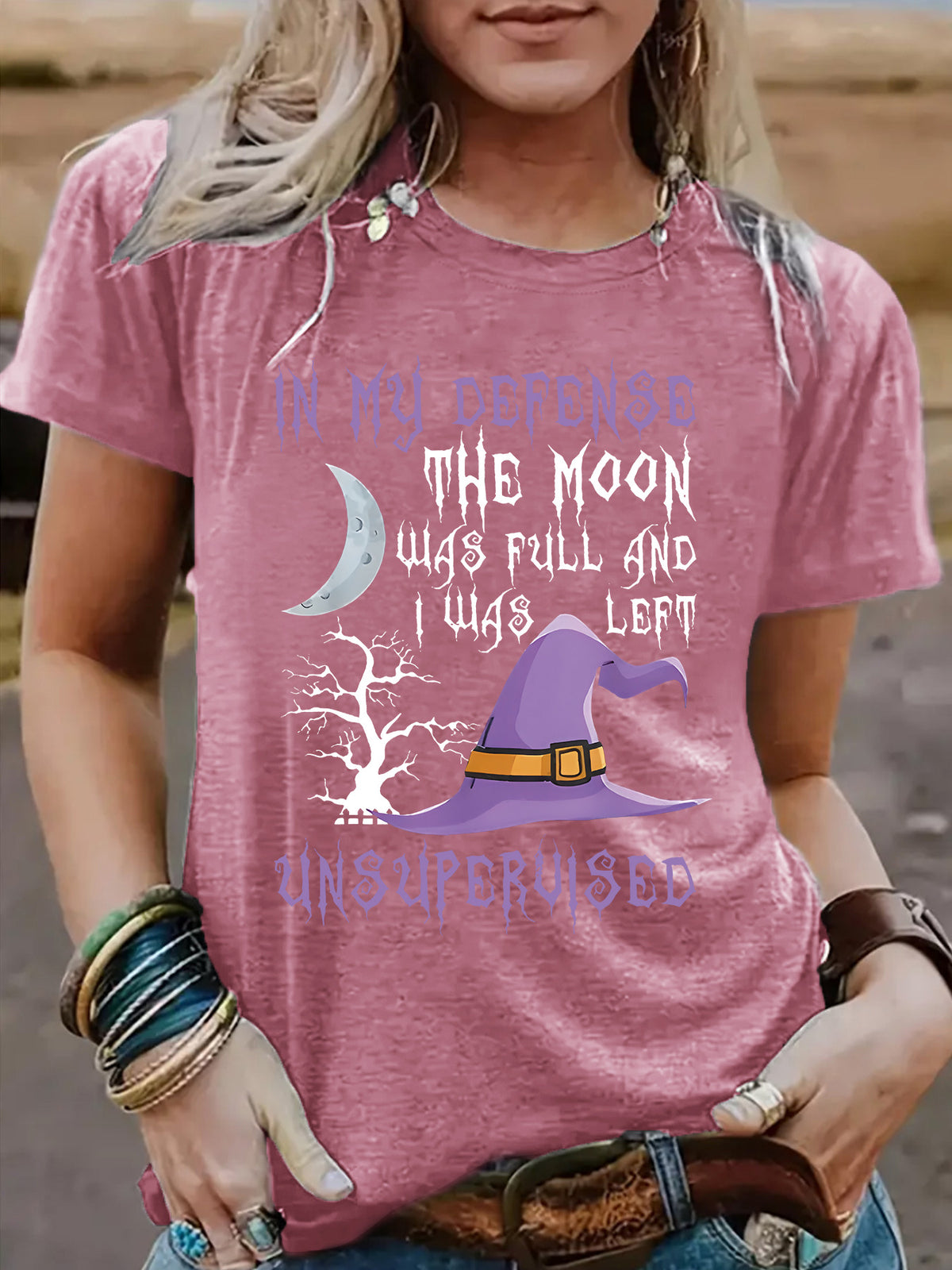 Short sleeved Halloween witch pattern