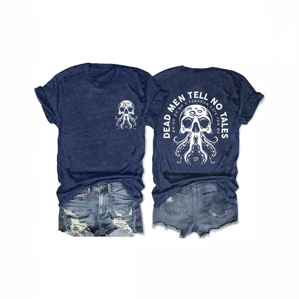 Octopus Monster Halloween Round Neck Short Sleeve