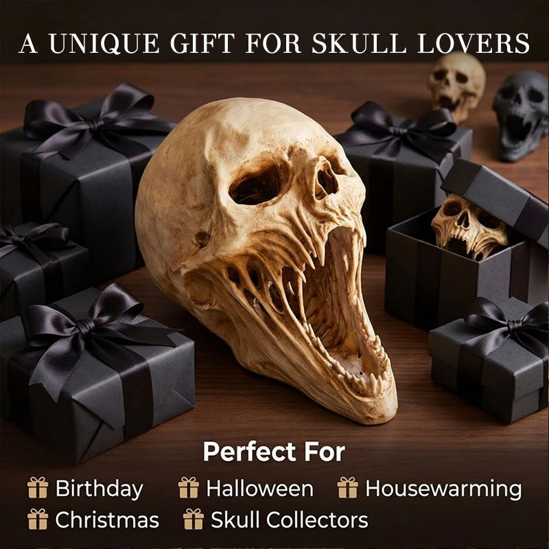Gothic Demon Skull Sculpture | Halloween Horror Decor