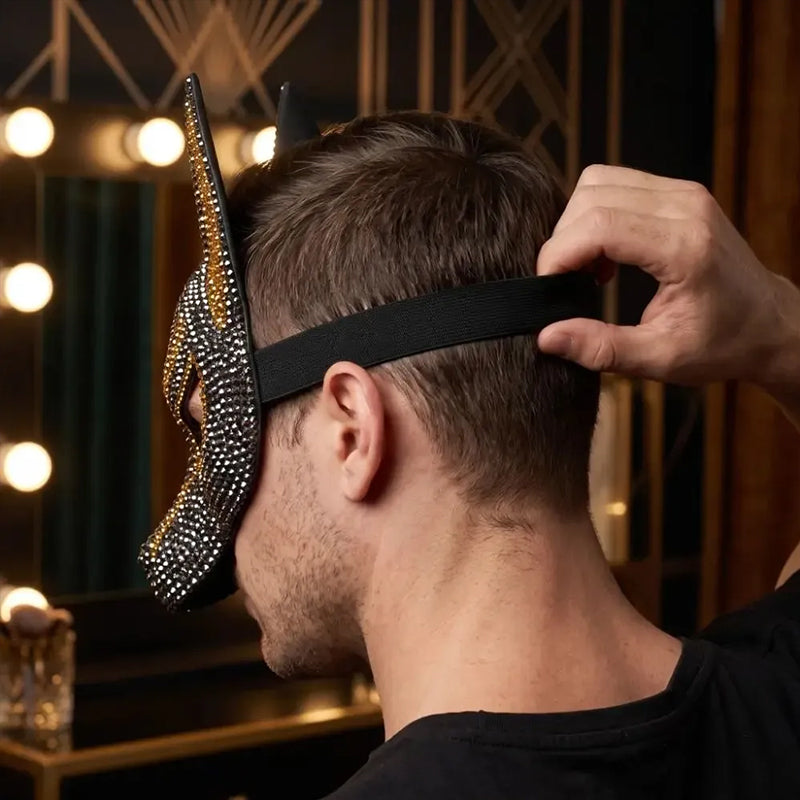 Rhinestone Anubis Mask | Egyptian God Halloween & Masquerade Costume