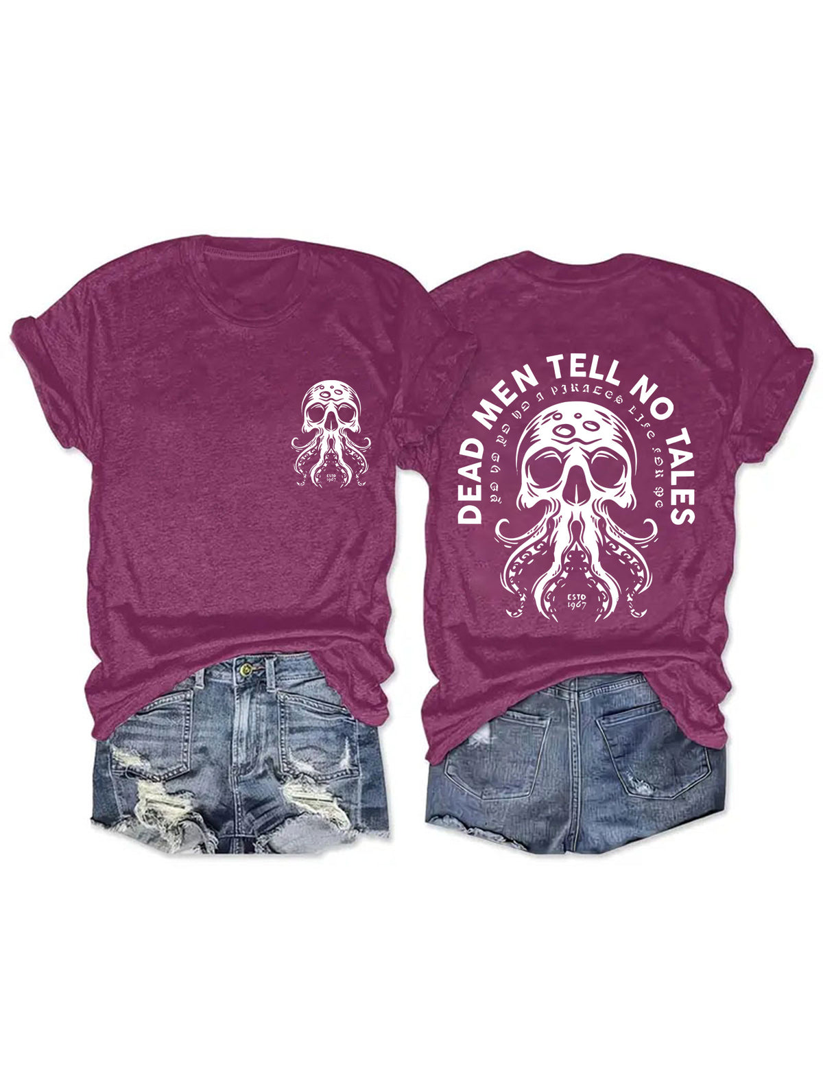 Octopus Monster Halloween Round Neck Short Sleeve