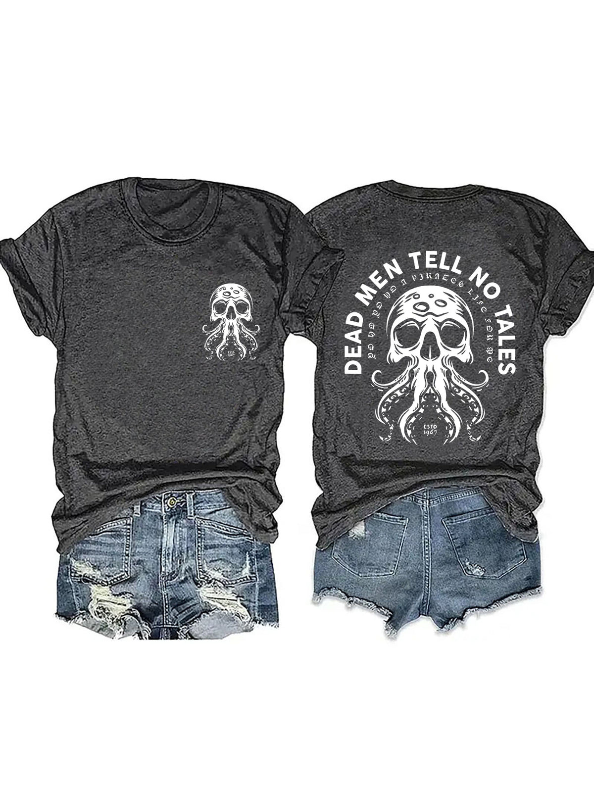 Octopus Monster Halloween Round Neck Short Sleeve
