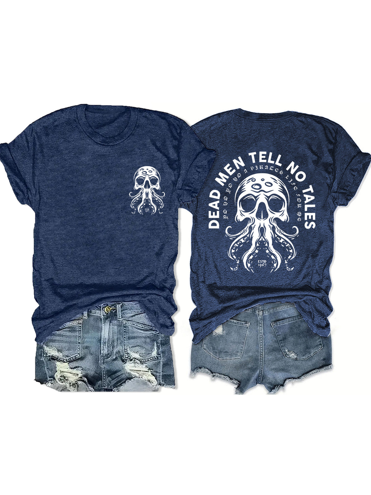Octopus Monster Halloween Round Neck Short Sleeve