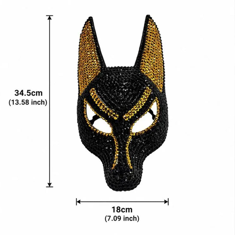 Rhinestone Anubis Mask | Egyptian God Halloween & Masquerade Costume