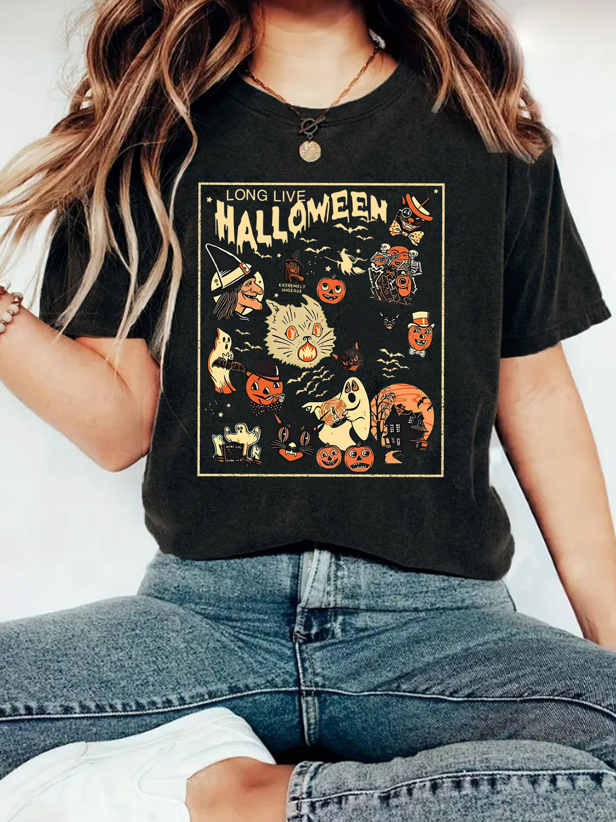 HALLOWEEN Pattern Round Neck Short Sleeve